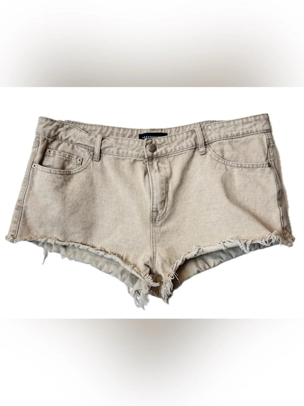 Aeropostale Strawberry Embroidered Low Rise Denim Shorts Size 16 Y2K Coquette